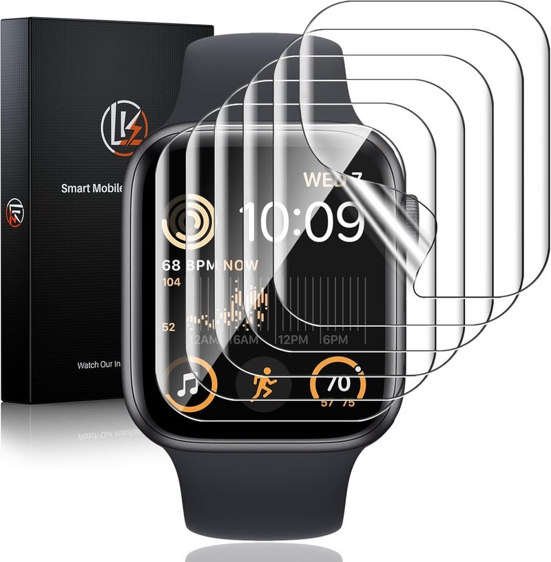LK 6 Pack Apple Watch Screen Protector 44mm SE (2023) Series 6/5/4 [Flexible TPU Not Glass] Self-Healing, Max Coverage, Bubble Free, HD Clear Screen Protector for iWatch 44mm, Anti-Scratch - Image 1